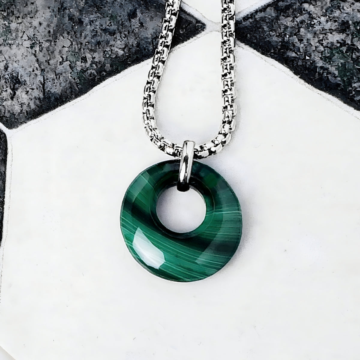 Malachite Gemstone Medallion Necklace