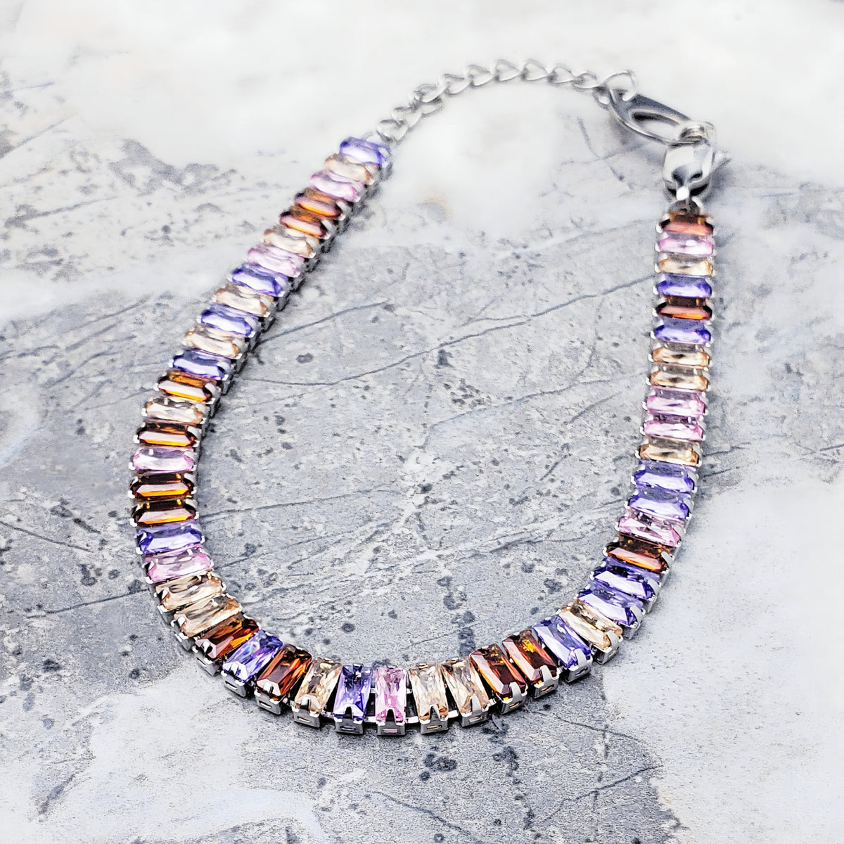 Multicolor Baguette Tennis Bracelet