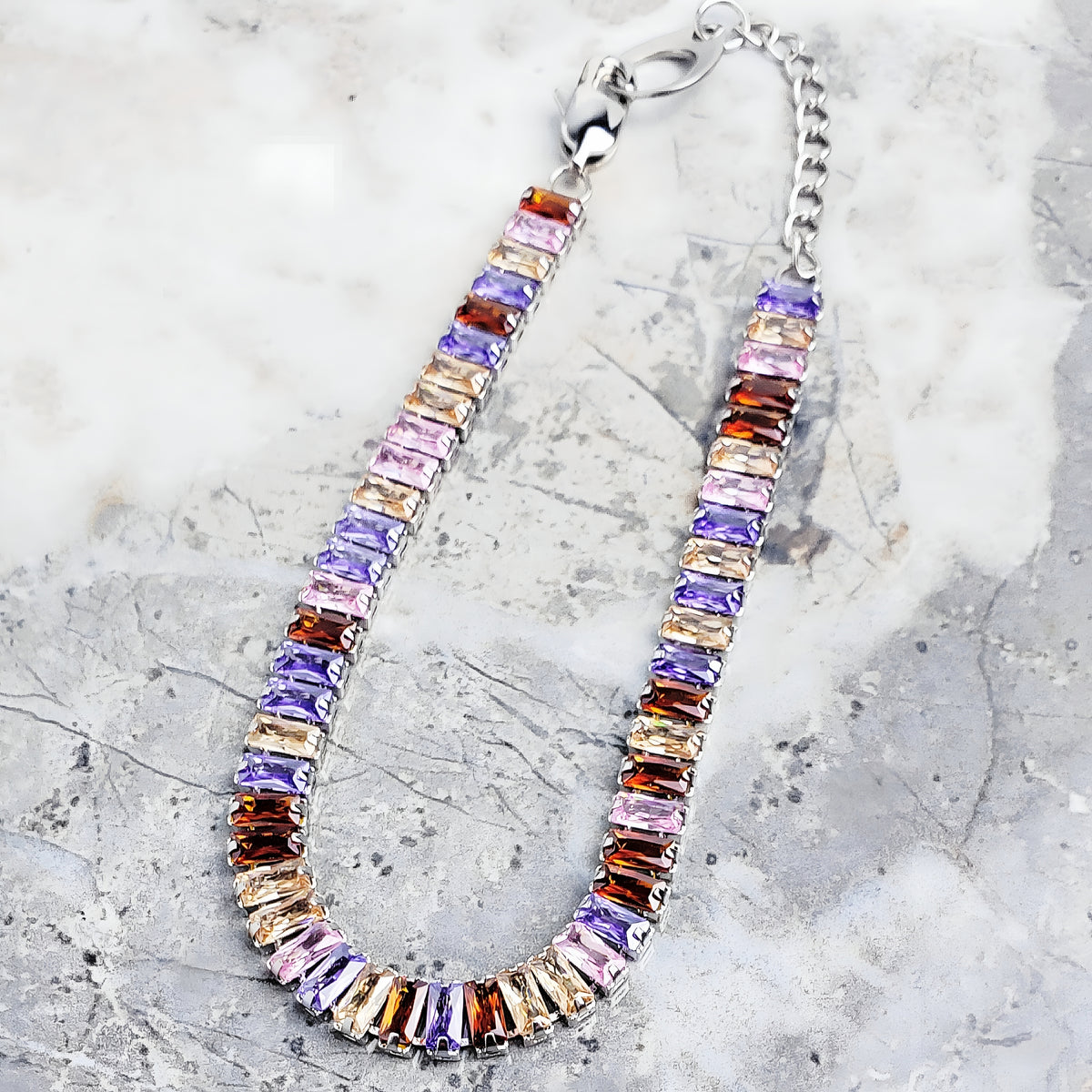 Multicolor Baguette Tennis Bracelet