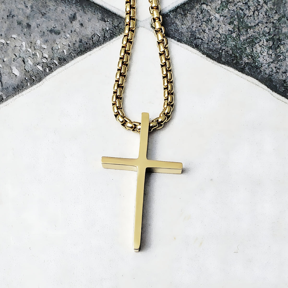 Gold Sleek Cross Necklace