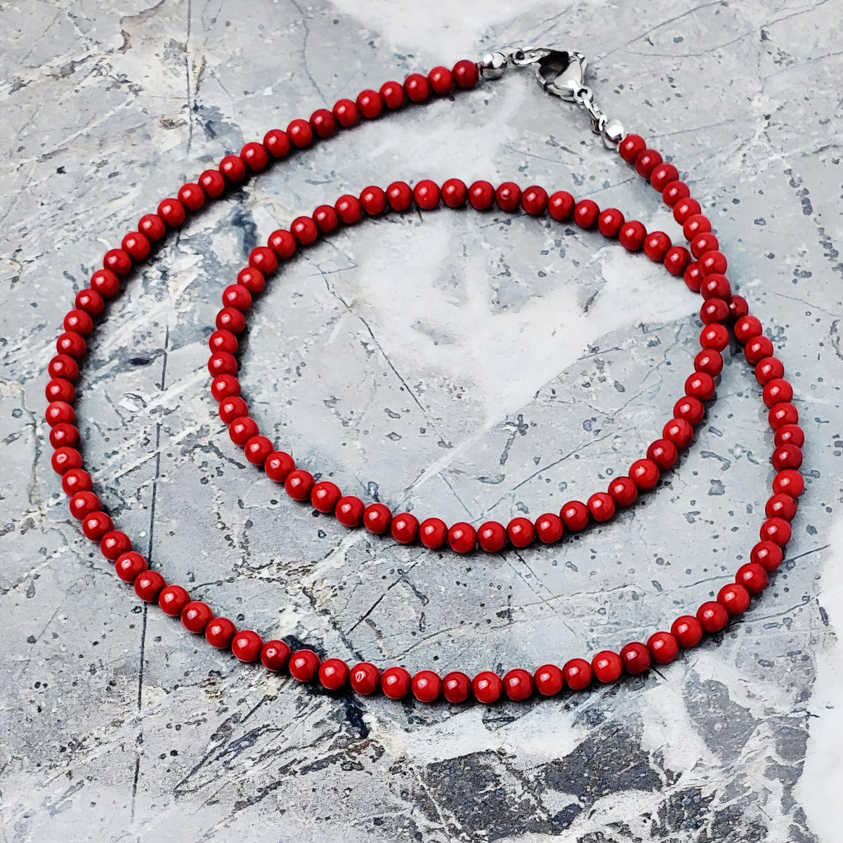 Coral Gemstone Chain Necklace