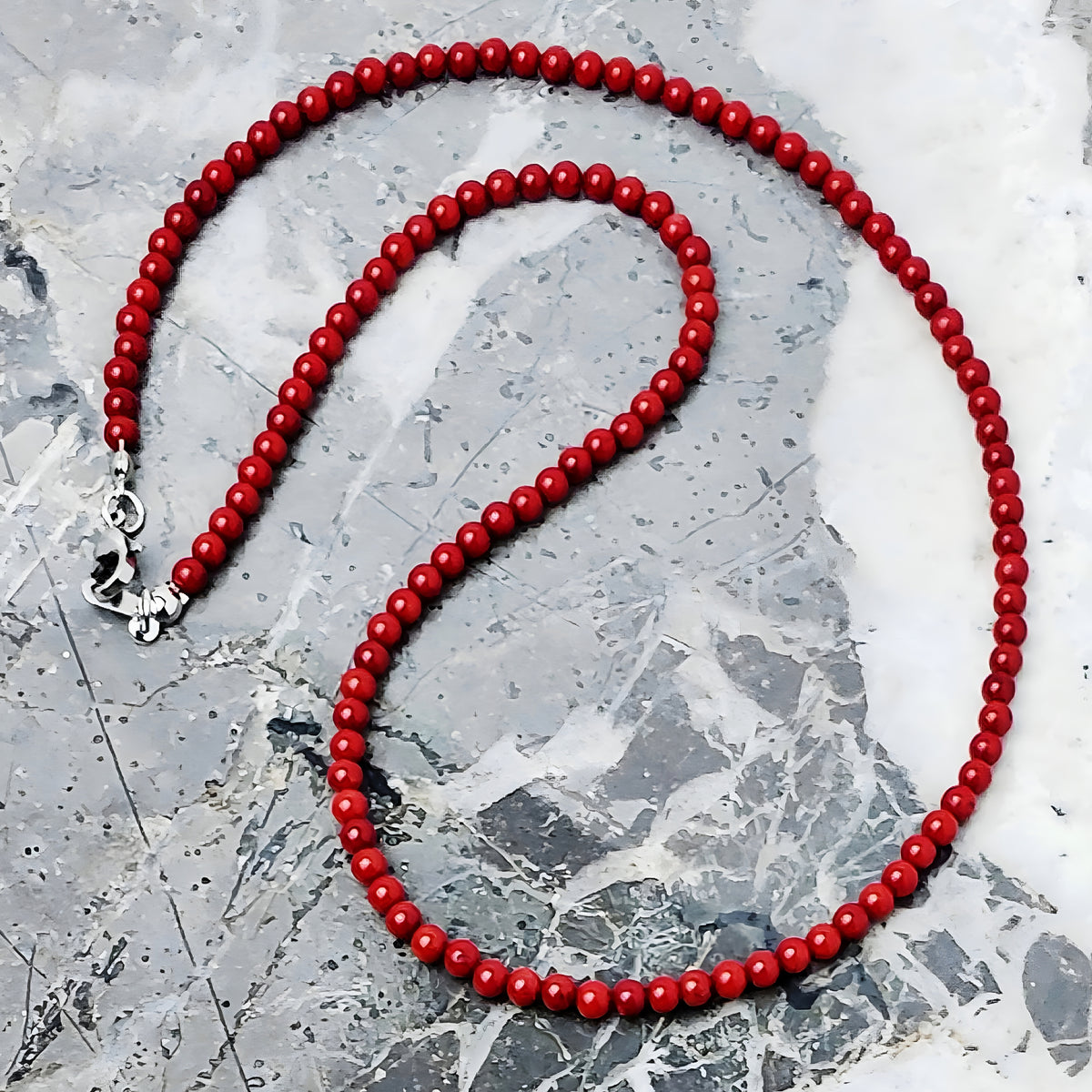 Coral Gemstone Chain Necklace