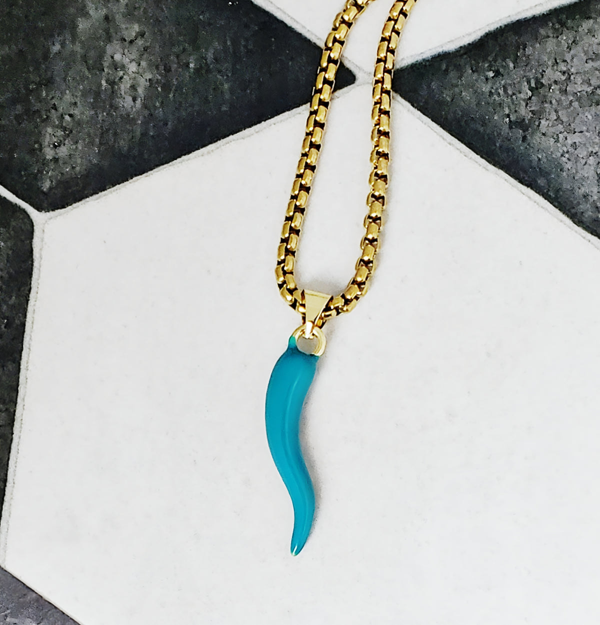 Gold Turquoise Cornicello