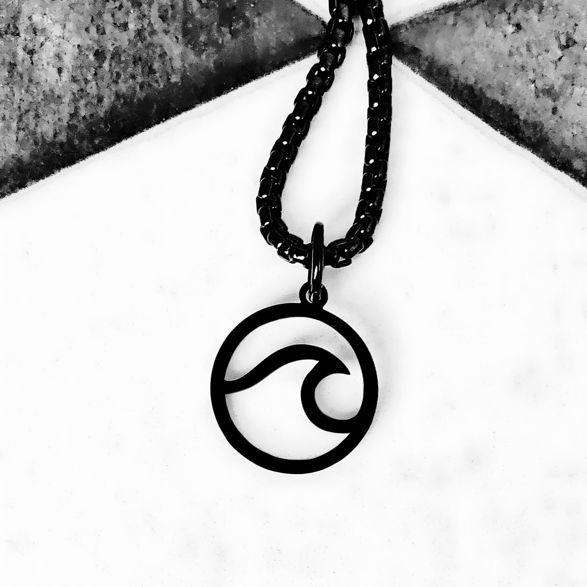 Black Mini Wave Coin Necklace