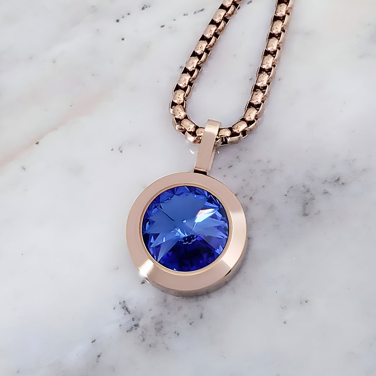 Rose Gold Sapphire Coin Necklace