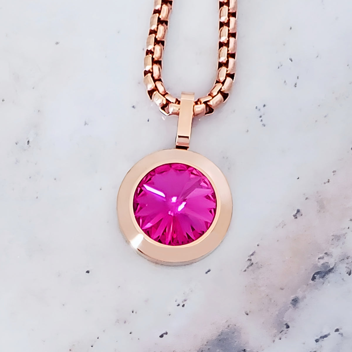 Rose Gold Pink Tourmaline Coin Necklace