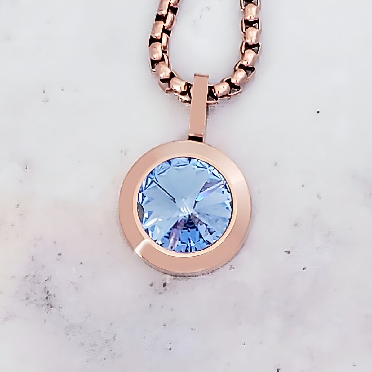 Rose Gold Aquamarine Coin Necklace