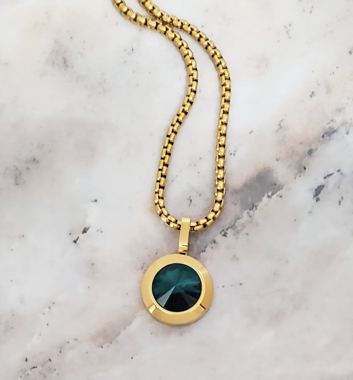 Gold Emerald Coin Necklace