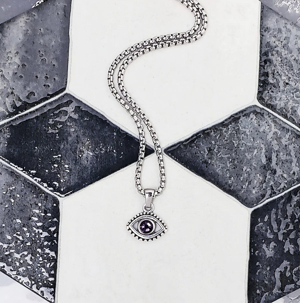Amethyst Evil Eye Necklace