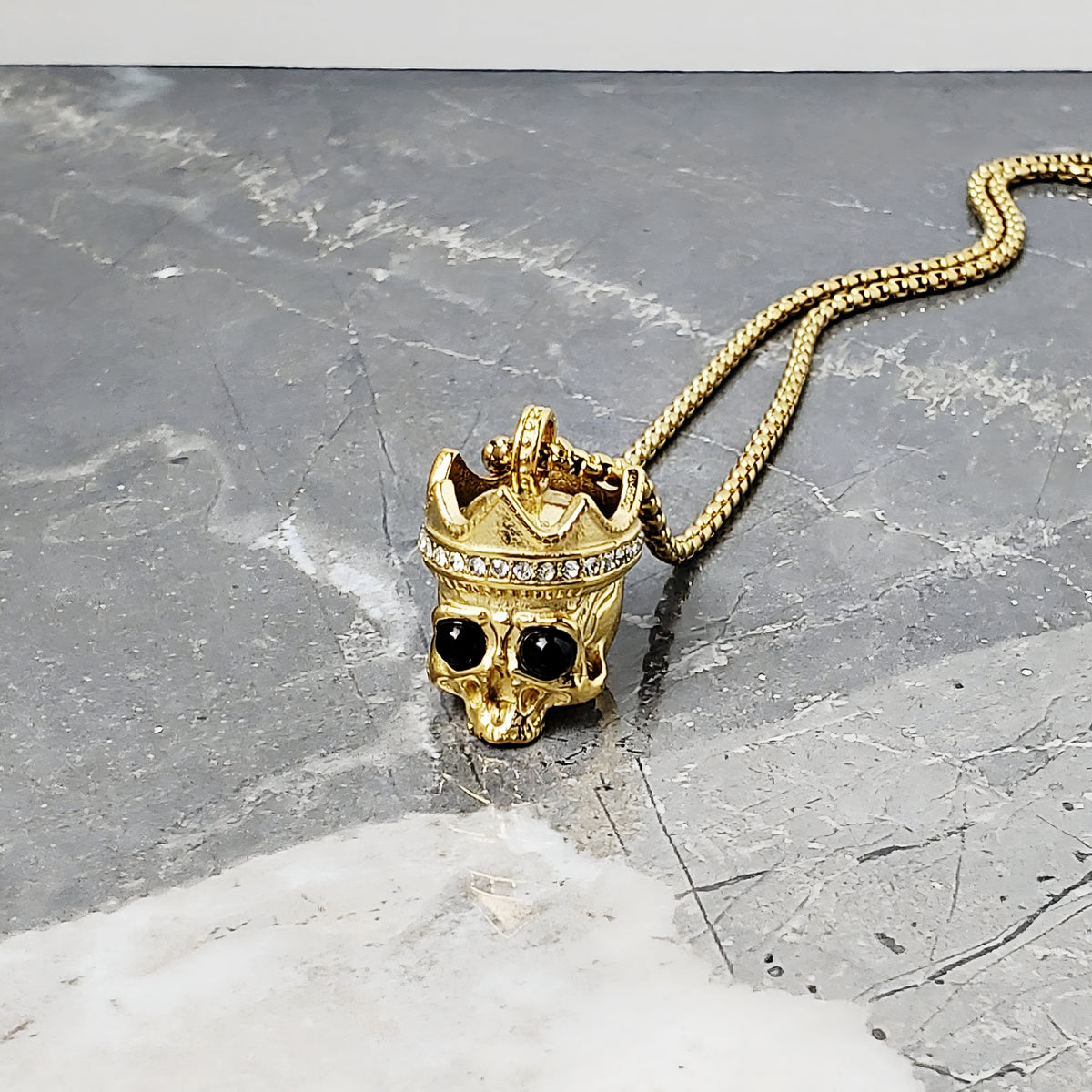 Gold Crowned Skull Necklace