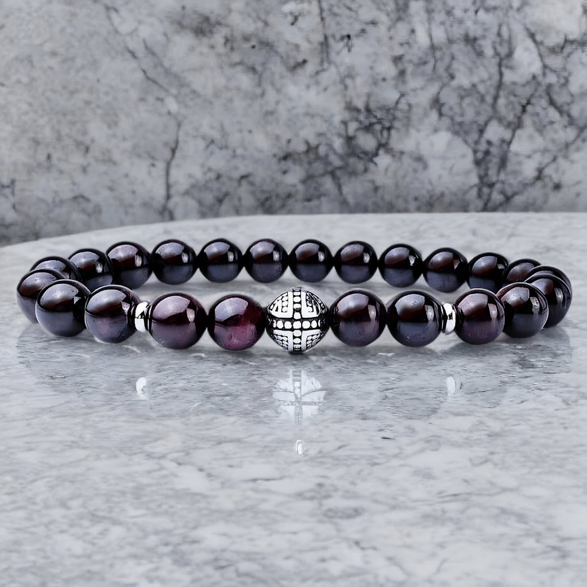 Garnet Cross Bracelet