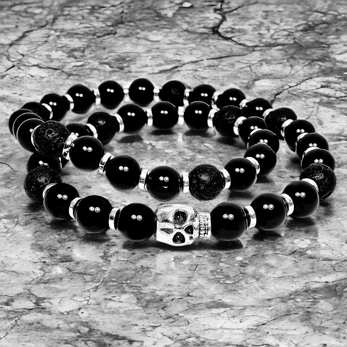 Skull Lava Wrap Bracelet