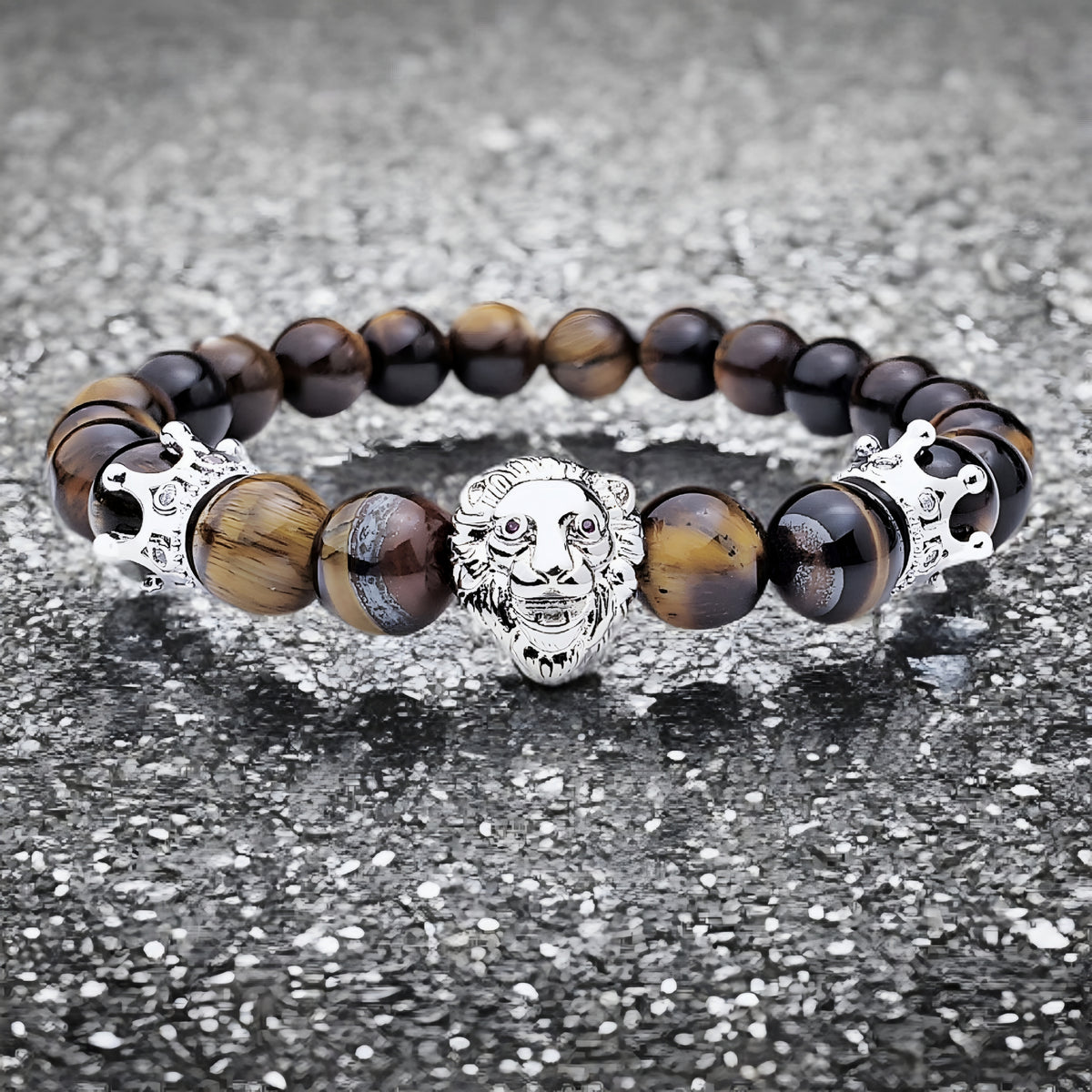 Platinum Crowned Lion Bracelet