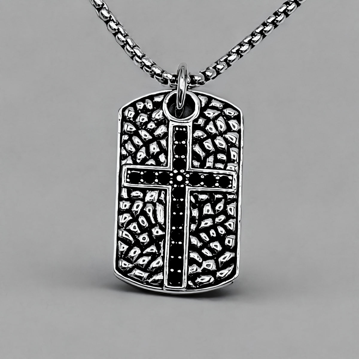 Pavé Cross Tag Necklace