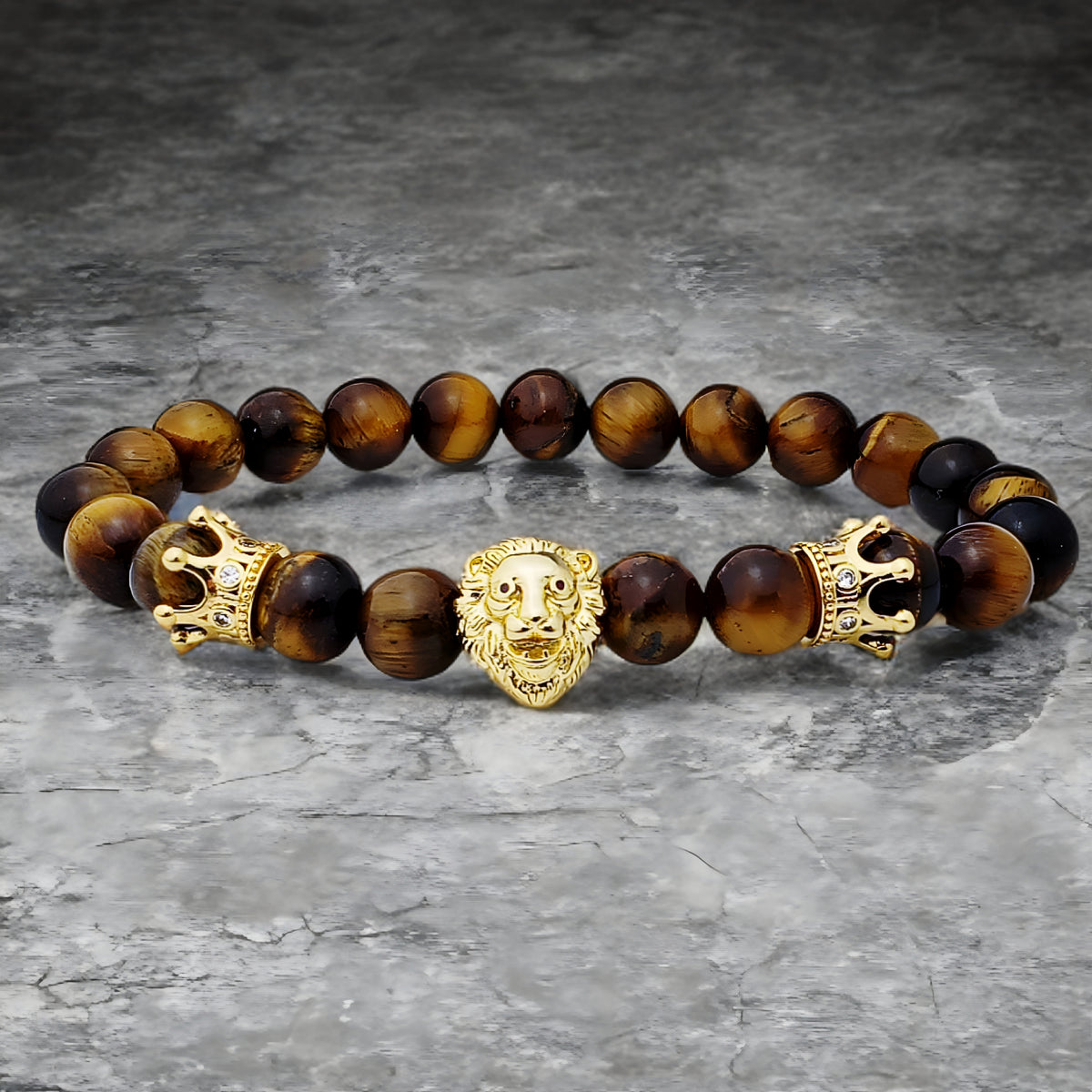 Gold Crowned Lion Bracelet