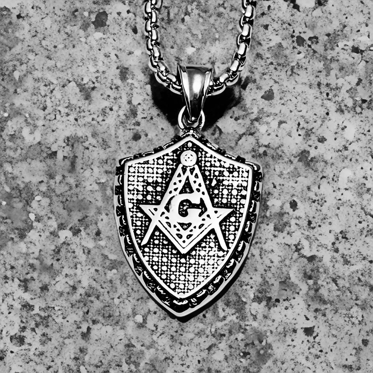 Silver Masonic Shield Necklace