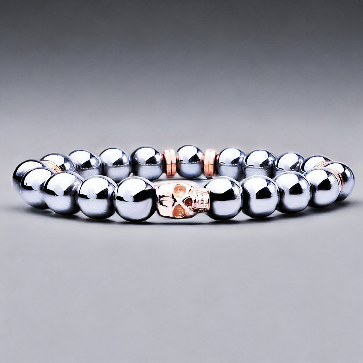 Silver Rose Skull Bracelet