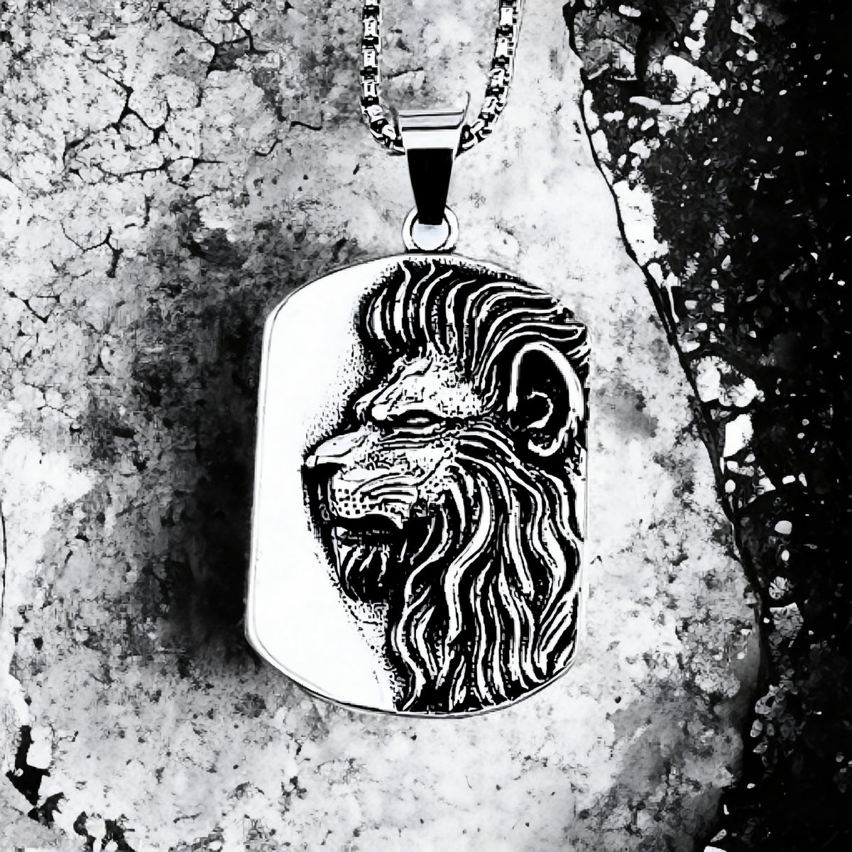 Lion Dog Tag Necklace