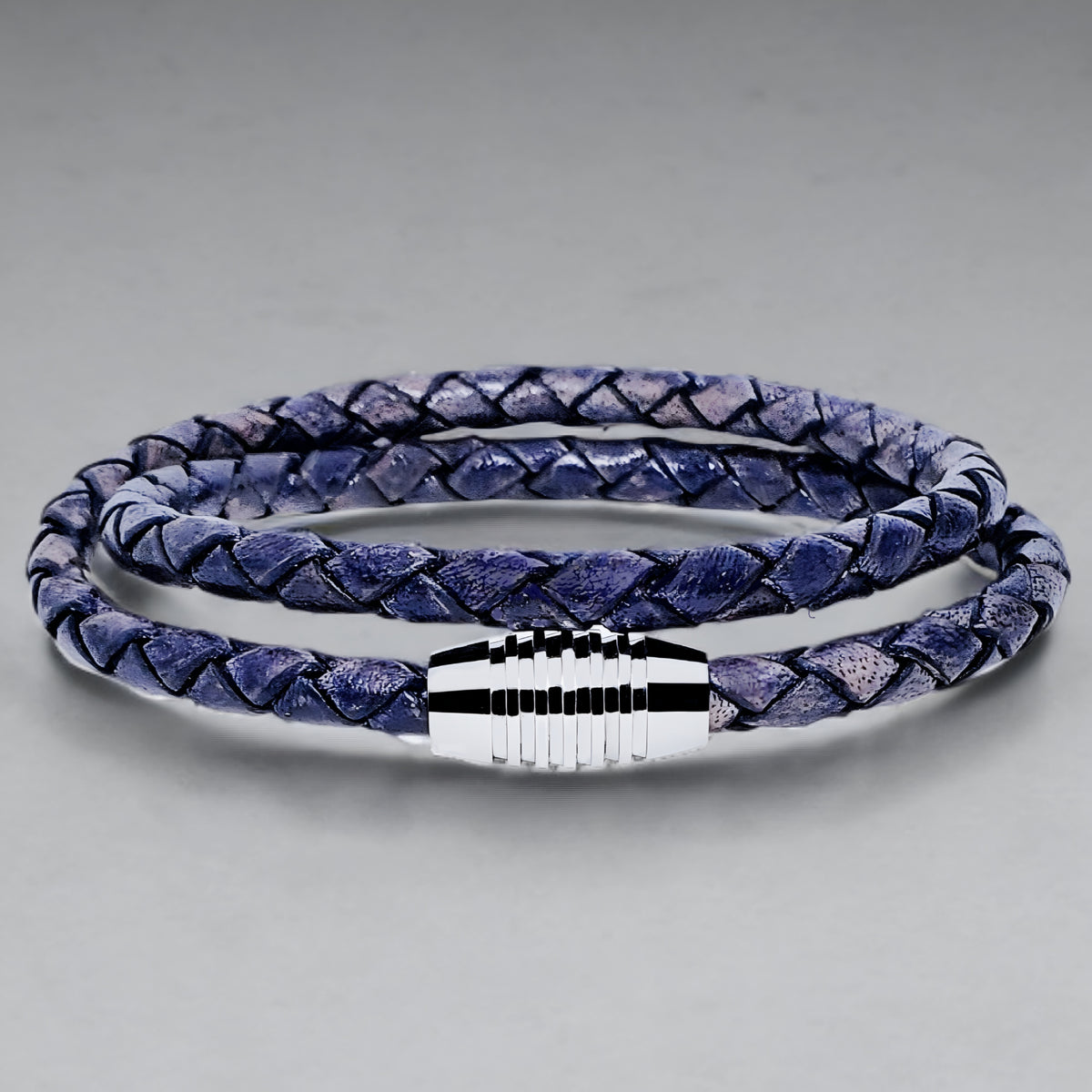 Denim Blue Leather Wrap Bracelet