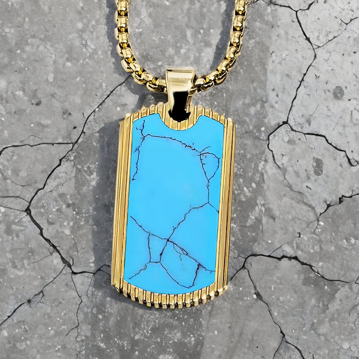 Turquoise Dog Tag Necklace