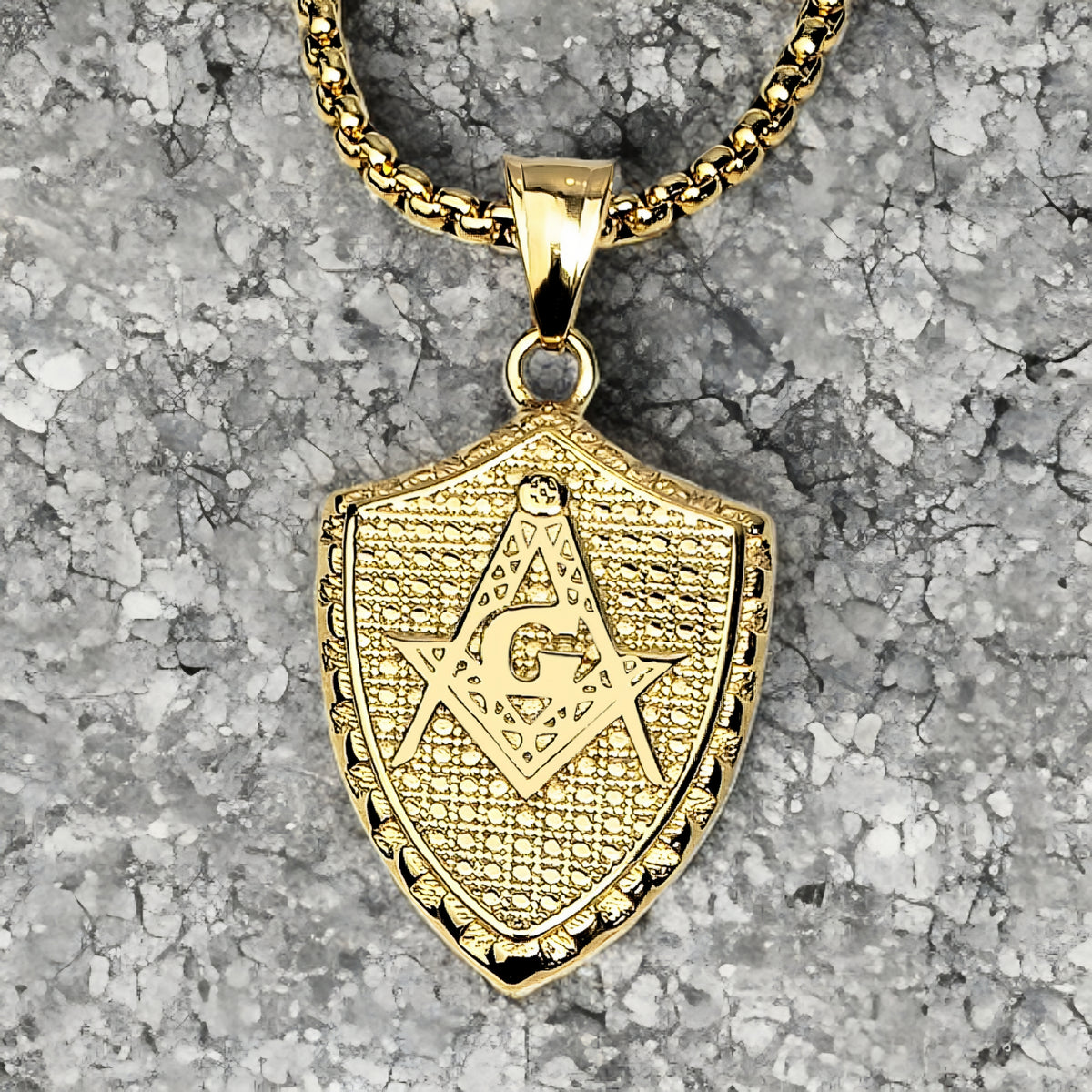 Gold Masonic Shield Necklace
