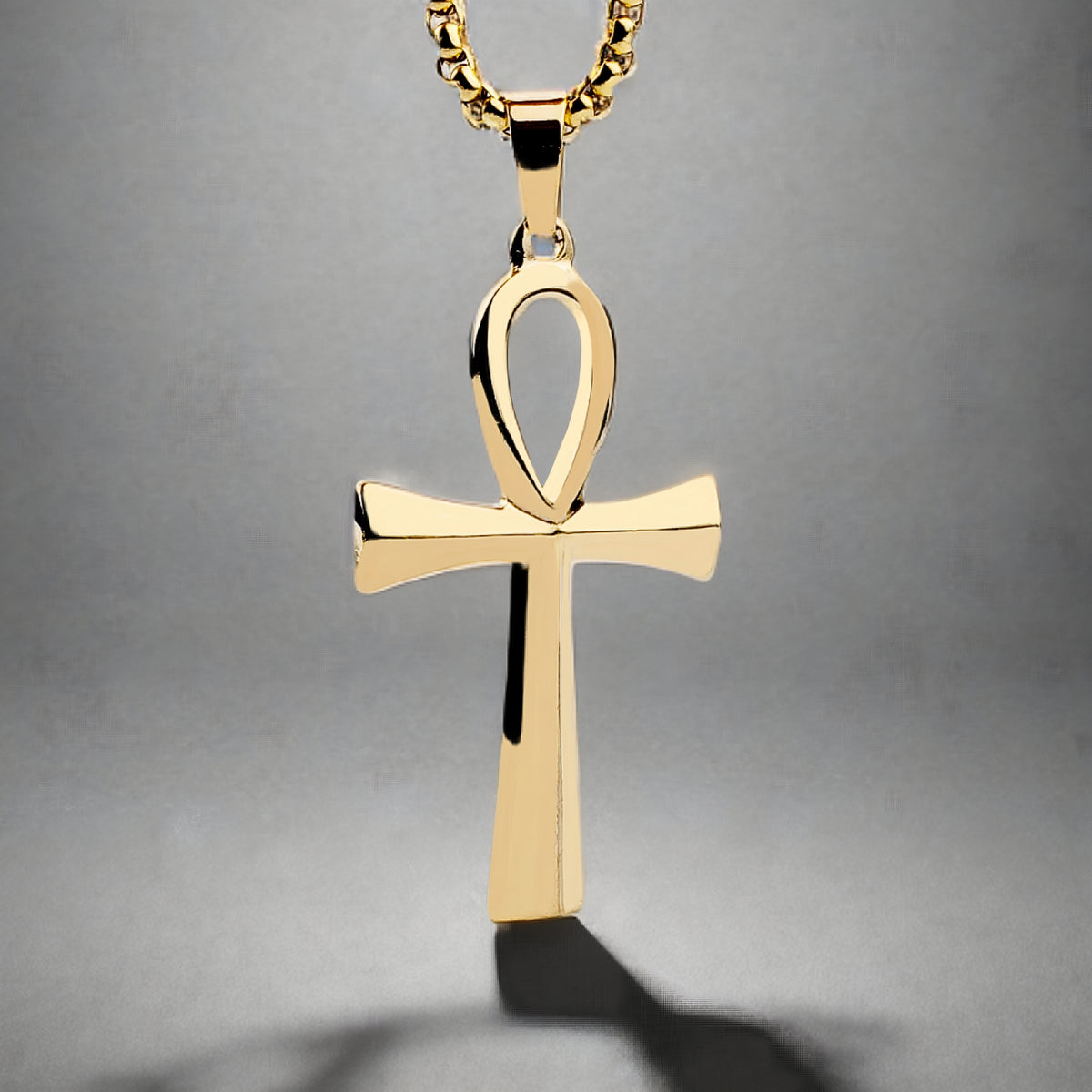 Gold Sleek Ankh Necklace