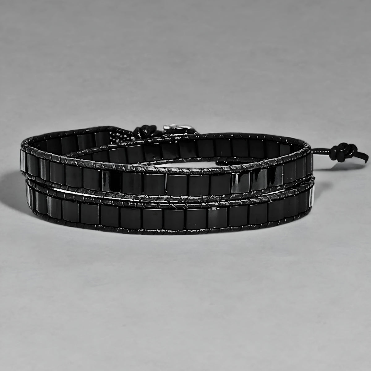 Black Tile Wrap Bracelet