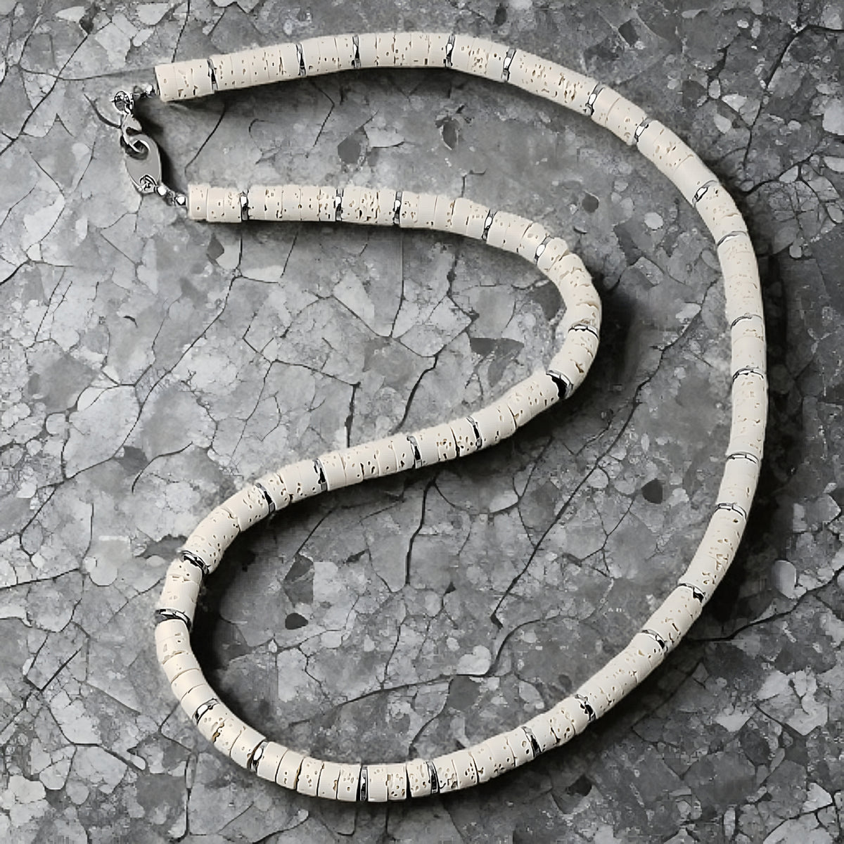 Cream Lava Heishi Necklace