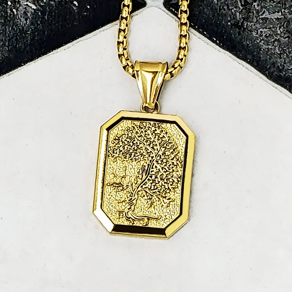 Gold Tree of Life Dog Tag