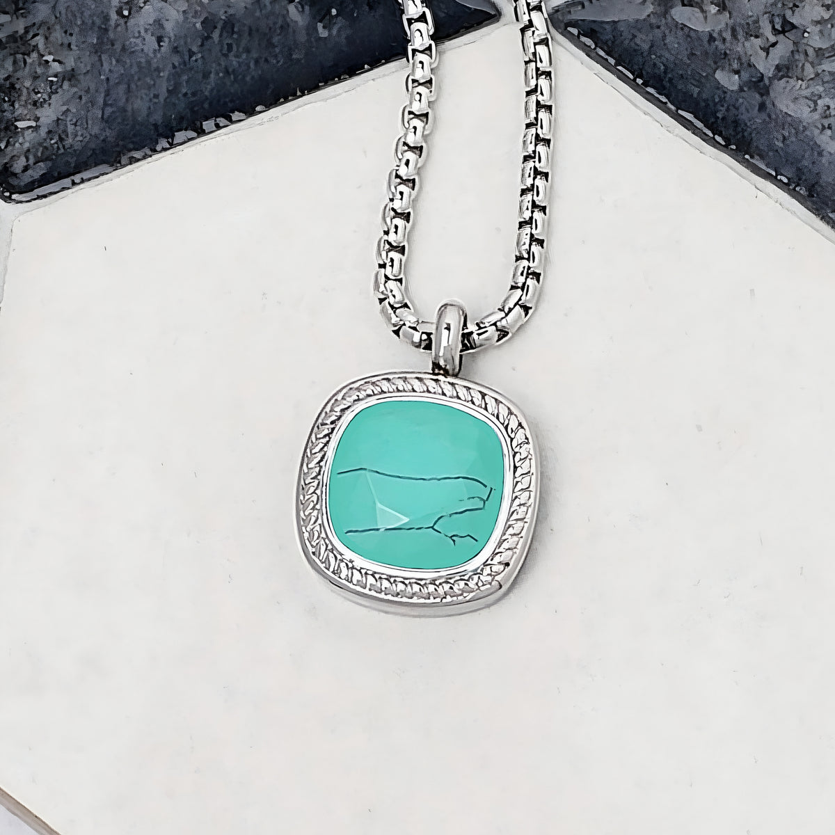 Silver Turquoise Amulet Necklace