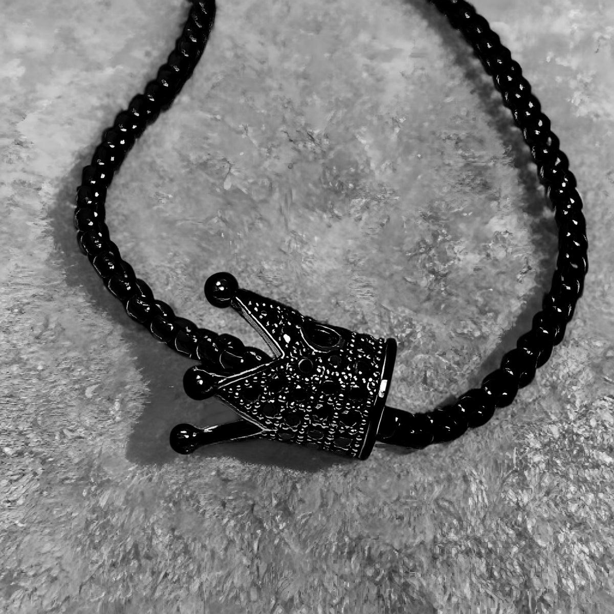 Black Pavé Crown Necklace