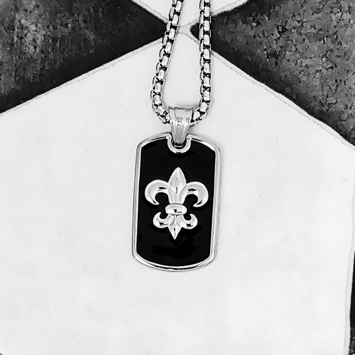 Fleur de Lis Dog Tag Necklace