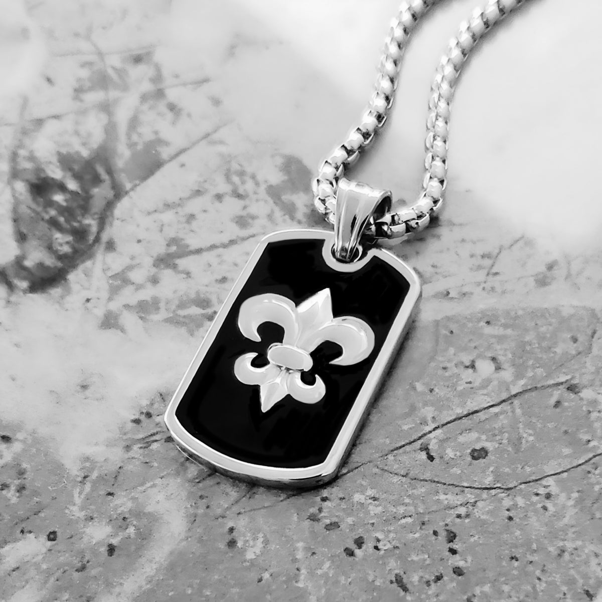 Fleur de Lis Dog Tag Necklace