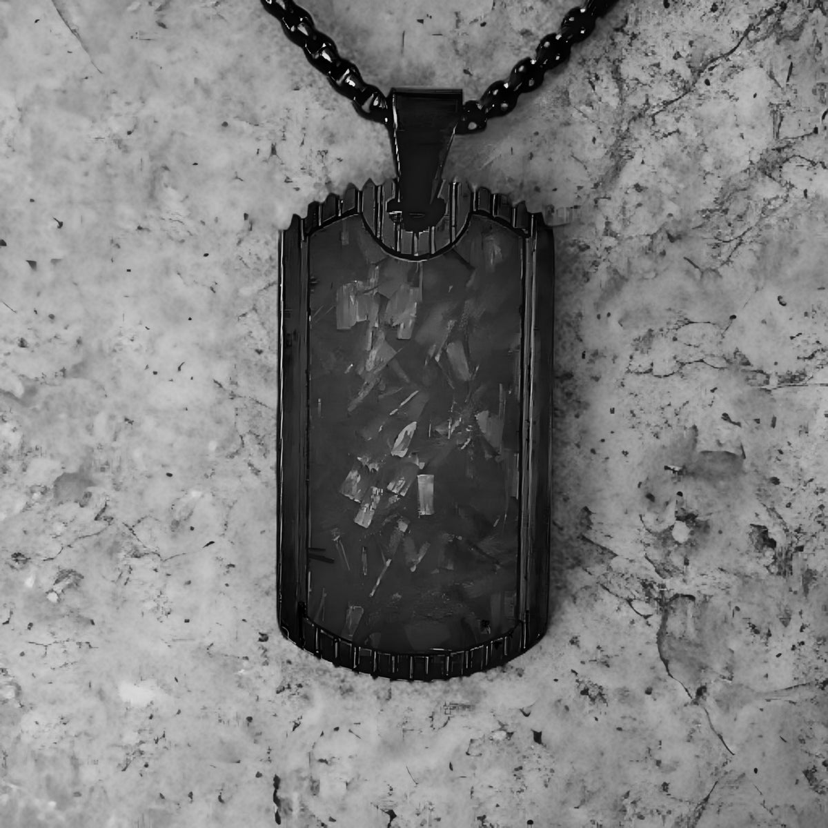 Black Graphite Dog Tag Necklace