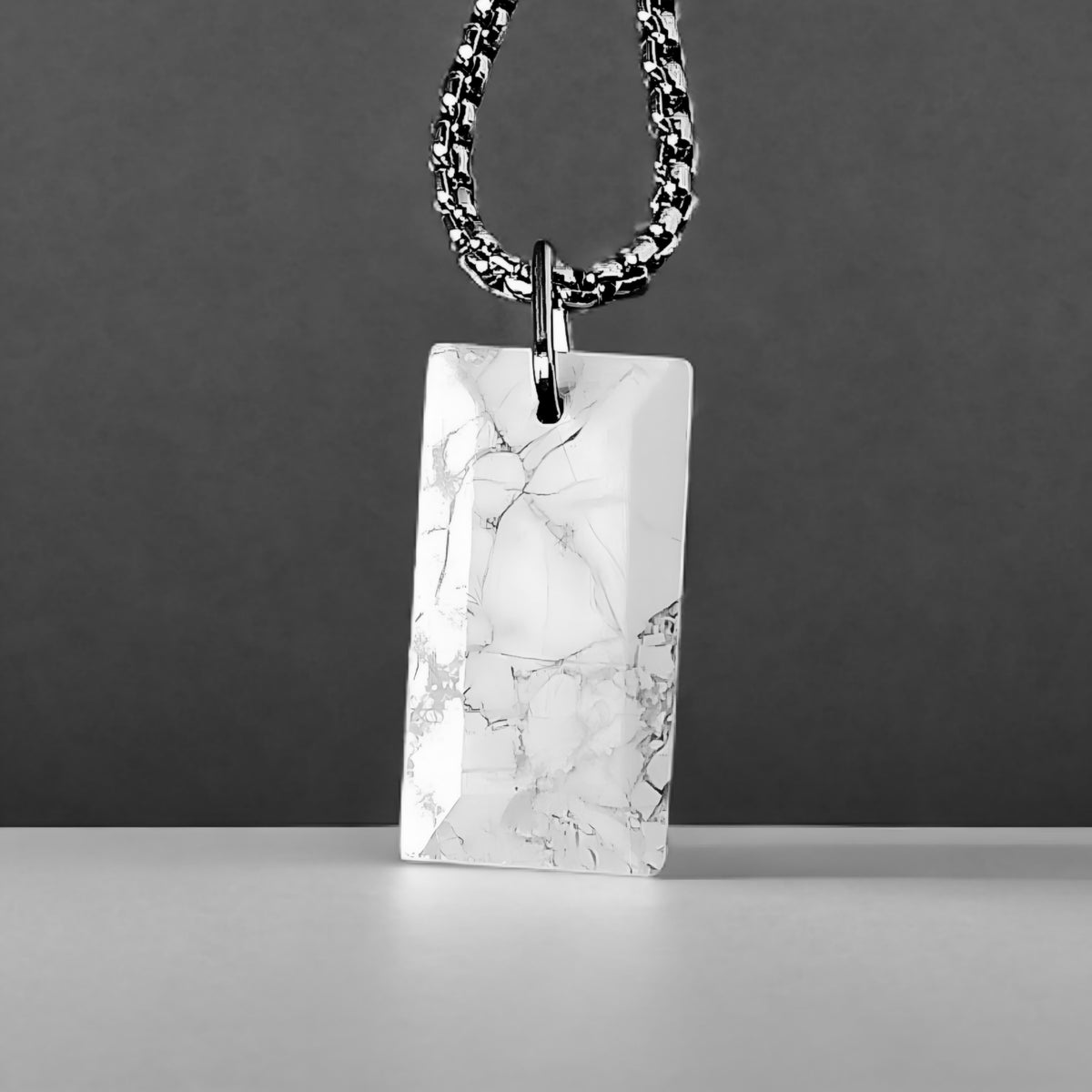 White Howlite Gemstone Dog Tag