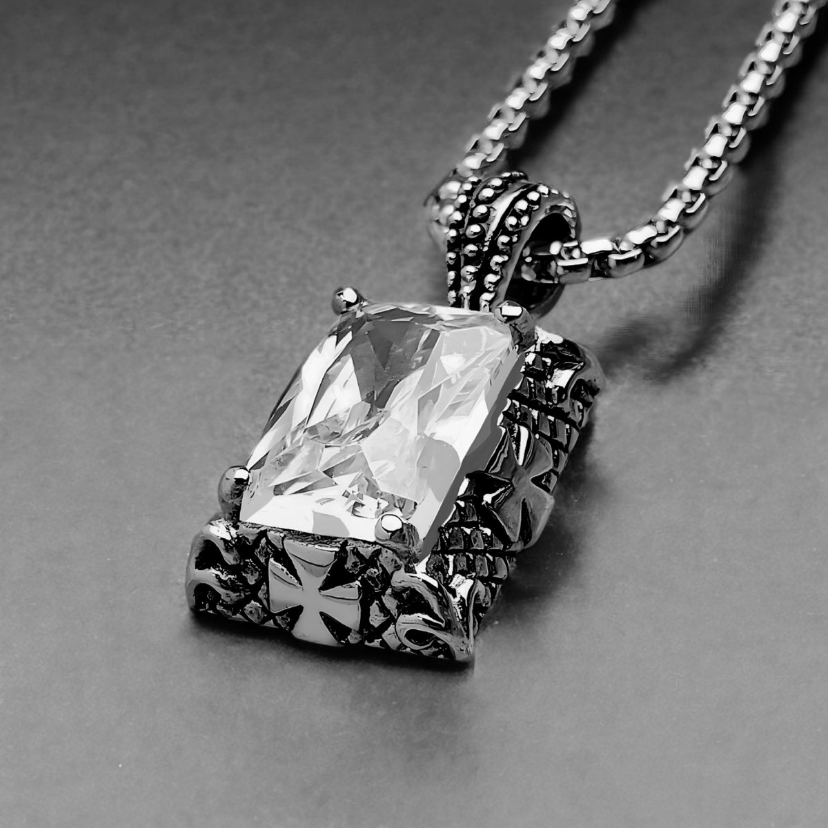 Quartz Cross Tag Necklace