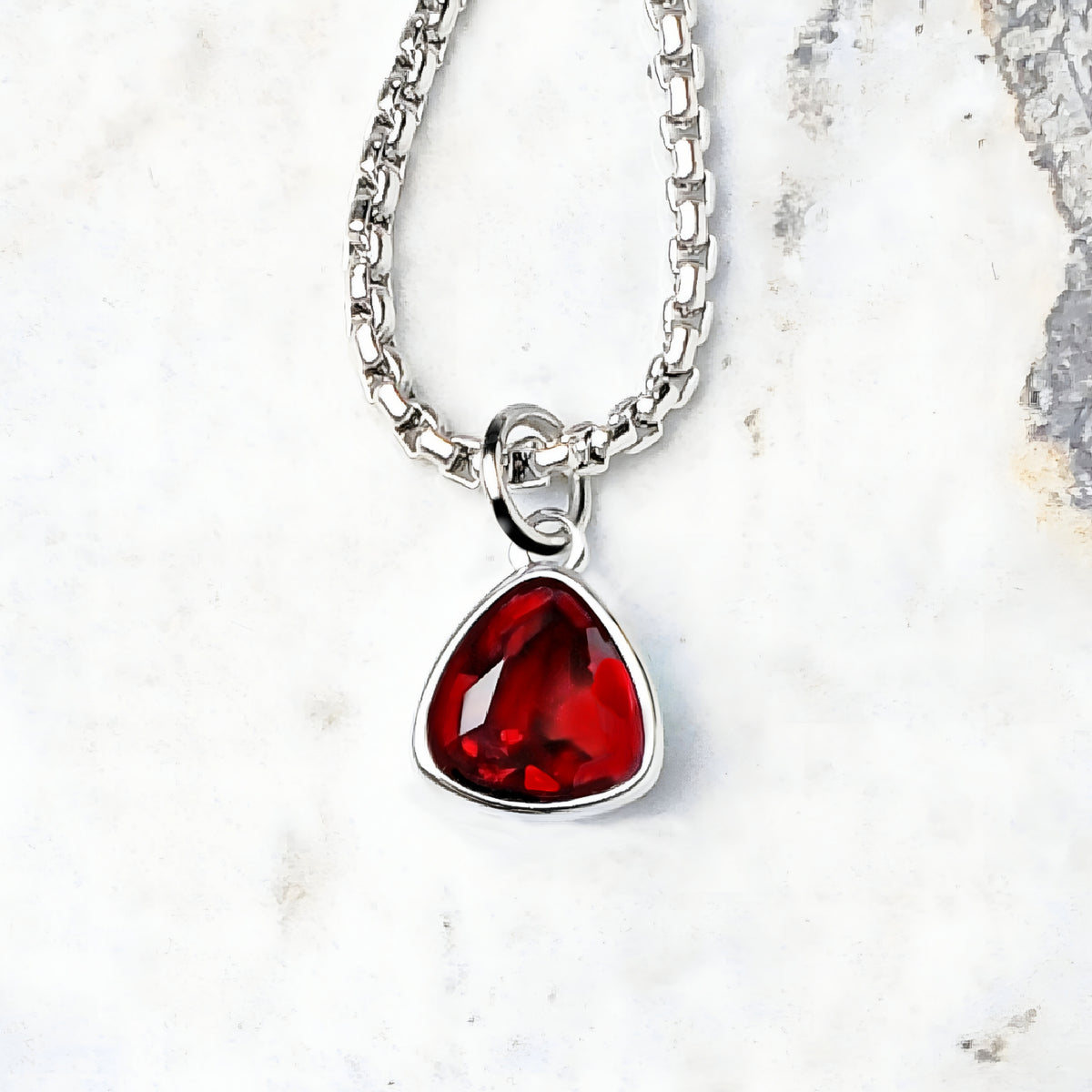 Silver Mini Ruby Necklace