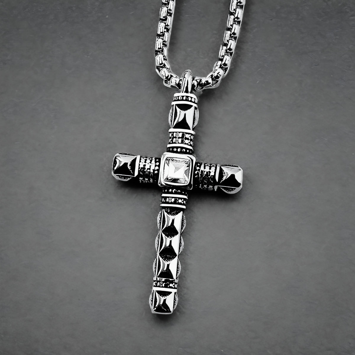 Silver Pavé Cross Necklace