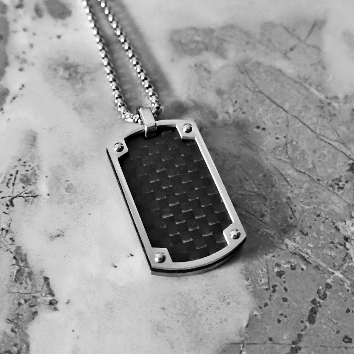 Carbon Fiber Tag Necklace