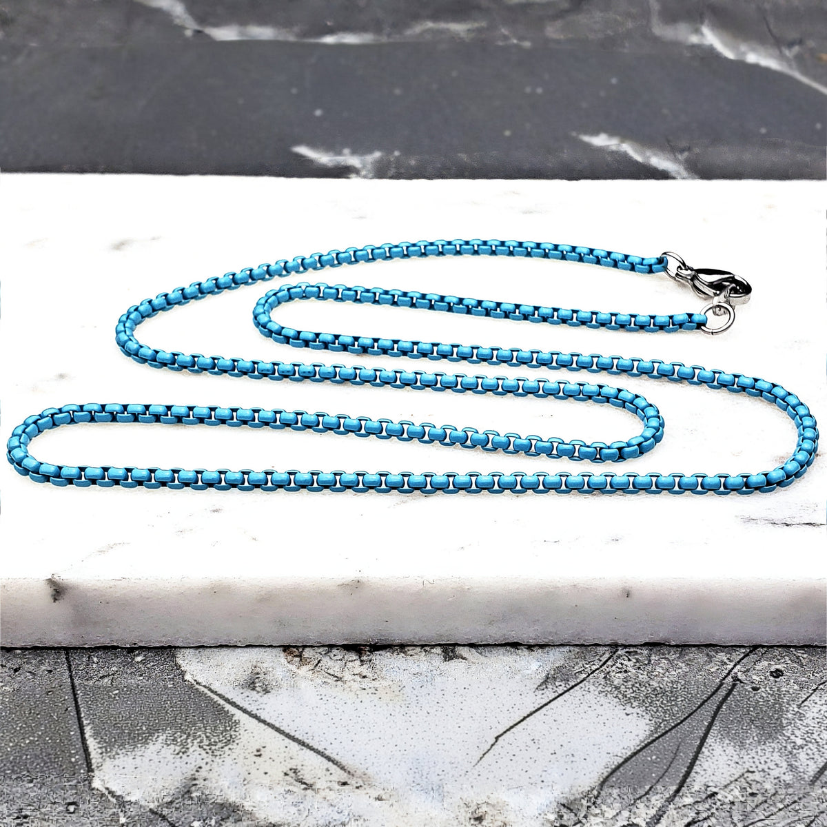 Turquoise Box Chain Necklace