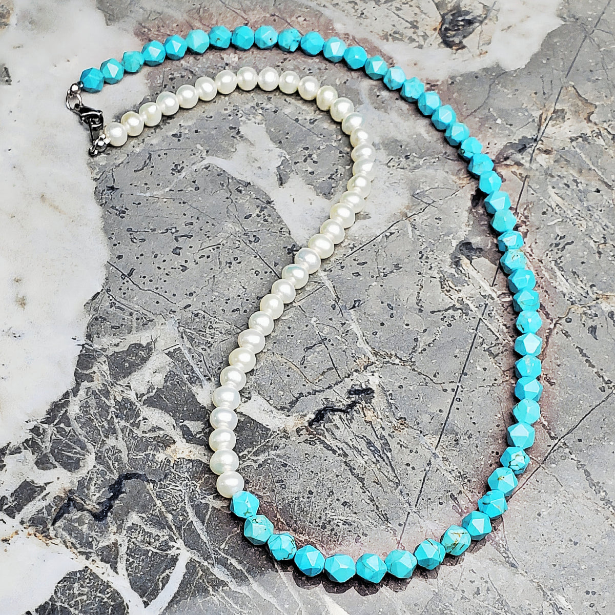 Turquoise & Pearls Necklace