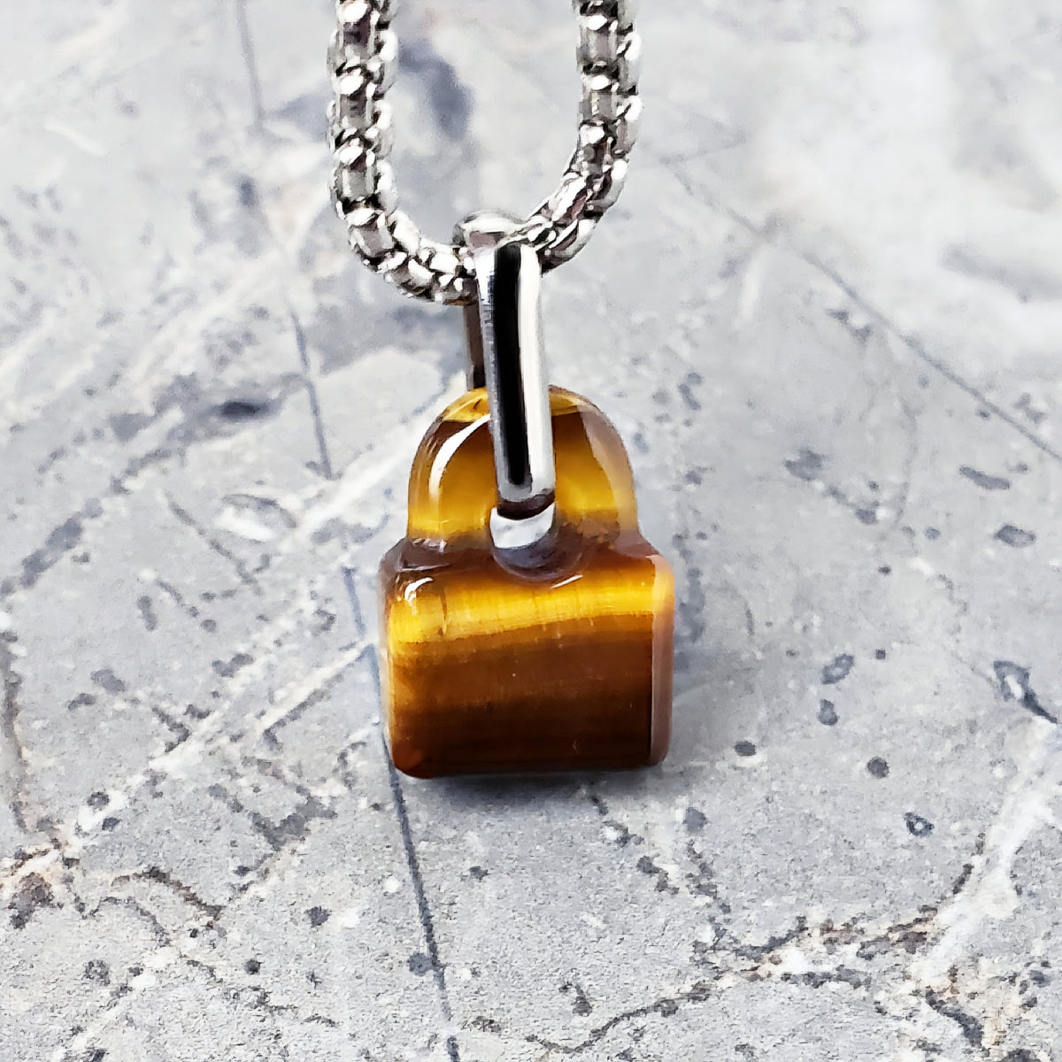 Tiger Eye Padlock Necklace