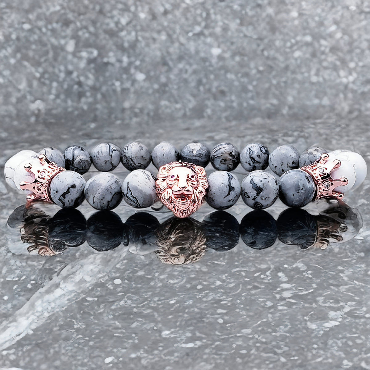 Rose Gold Crowned Lion Bracelet