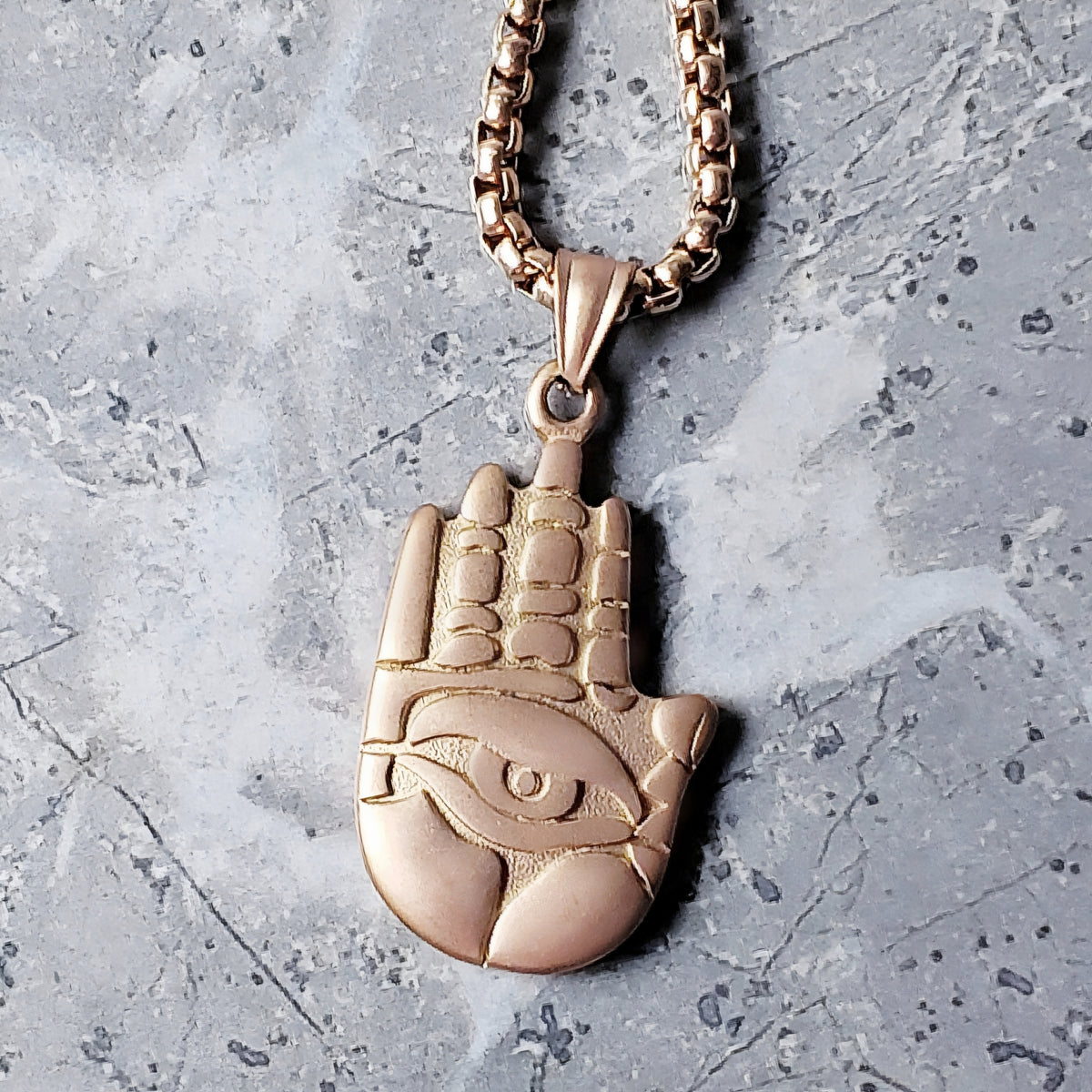 Rose Gold Hamsa Protection Eye Necklace