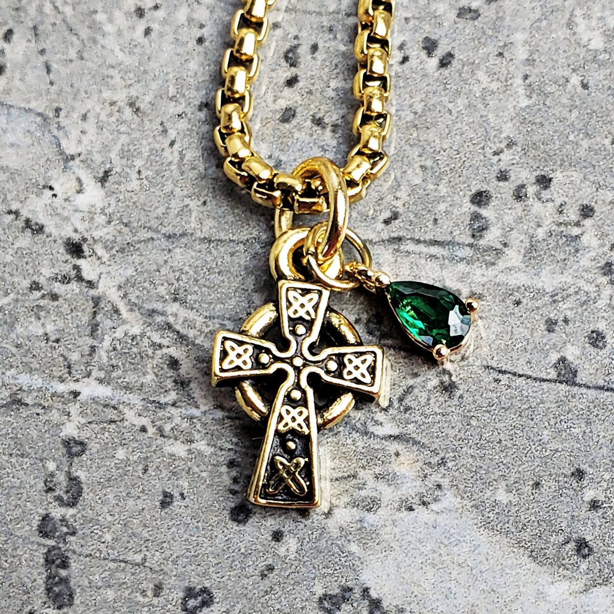 Emerald Celtic Cross Necklace