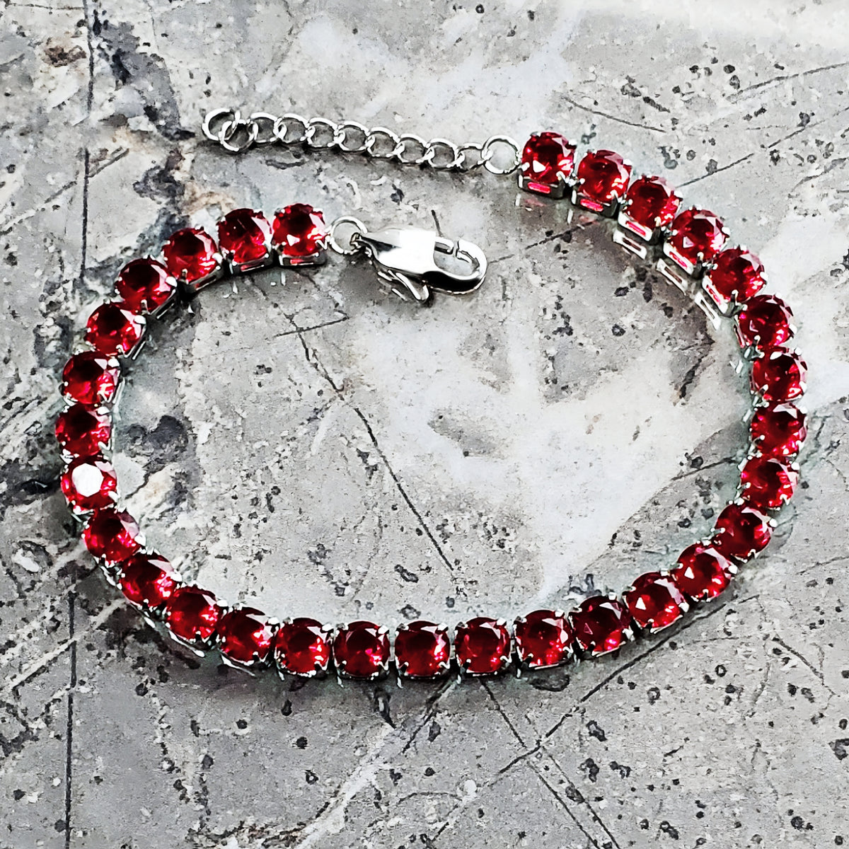 Silver Garnet Tennis Bracelet