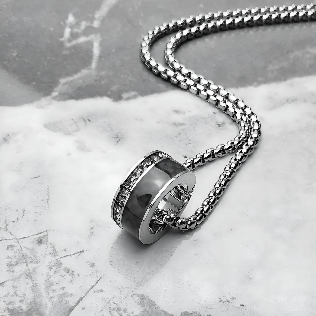 Pavé Carbon Fiber Column Necklace