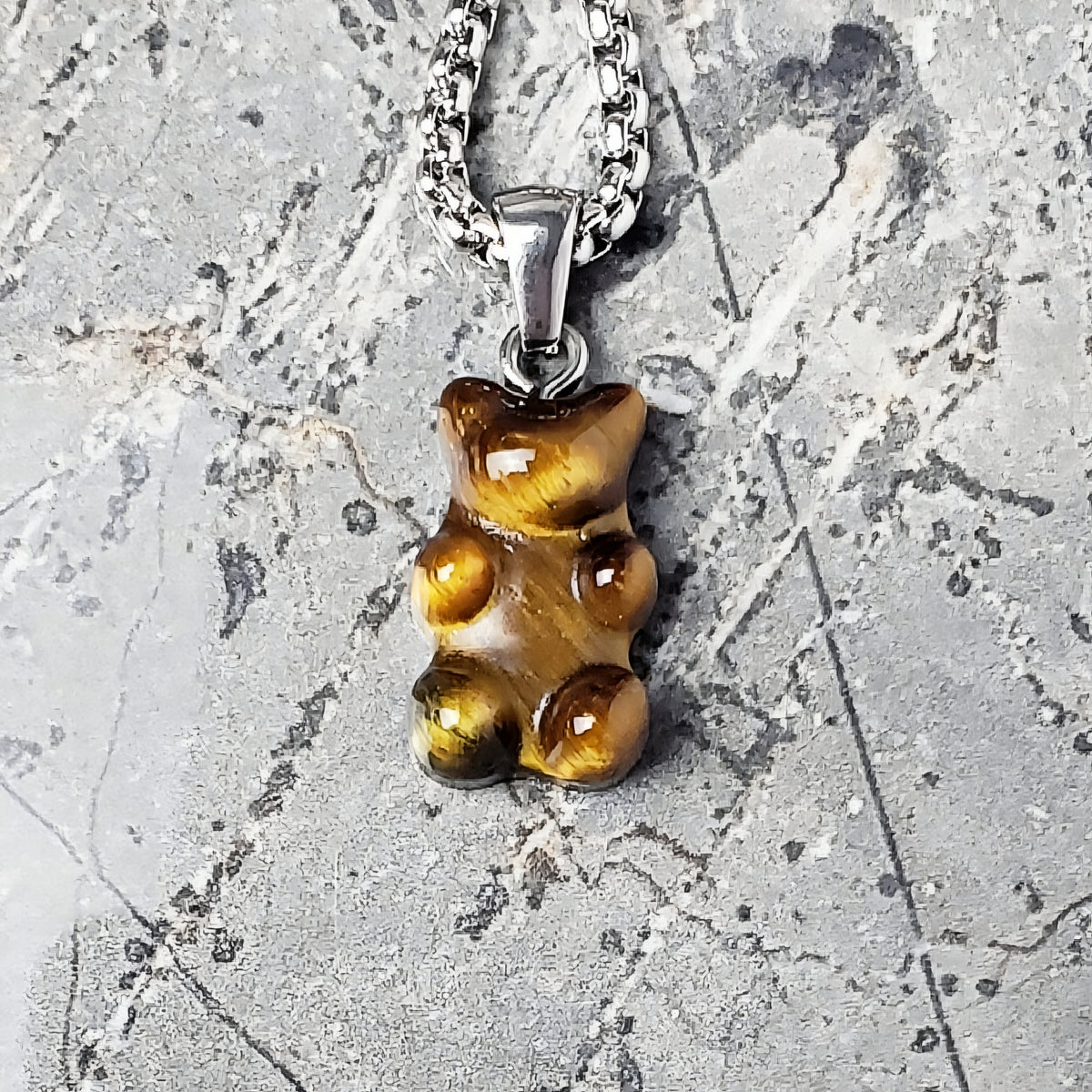 Tiger Eye Gummy Bear Necklace