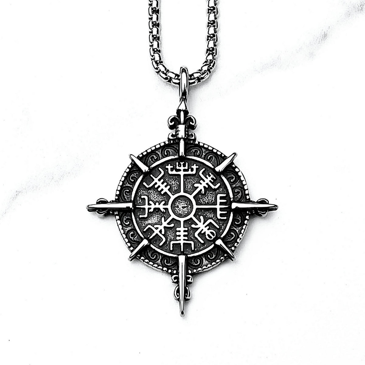 Silver Vegvisir Maritime Compass