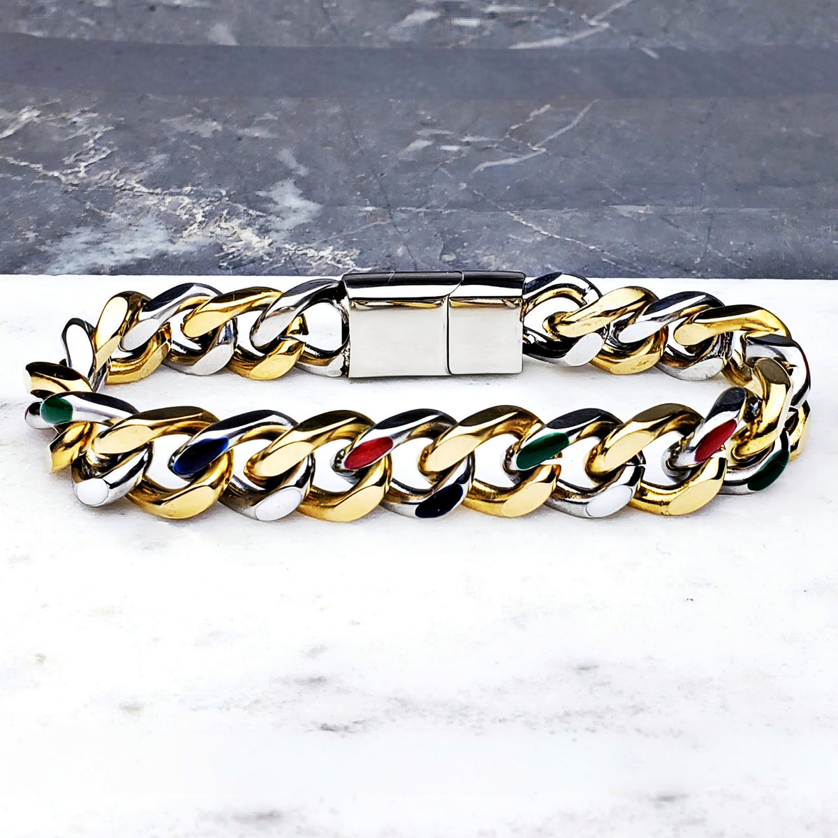 Gold Multicolor Link Bracelet